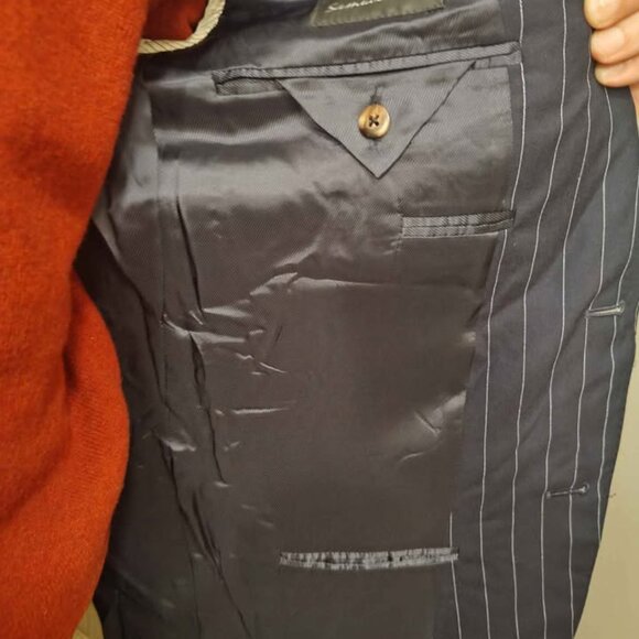 Samuelsohn Jacket Blazer Sportscoat Dark Blue Pinstripe - Picture 8 of 8